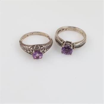 2 Sterling Silver Purple Stone Rings