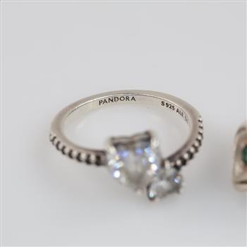 2 Sterling Silver Rings Including Pandora