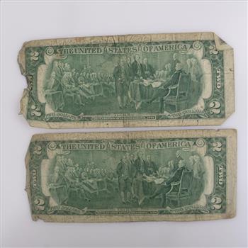 2 US Federal Reserve Note 2 Dollar Bills