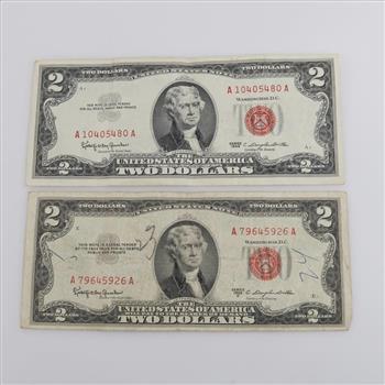 2 US Note 2 Dollar Bills