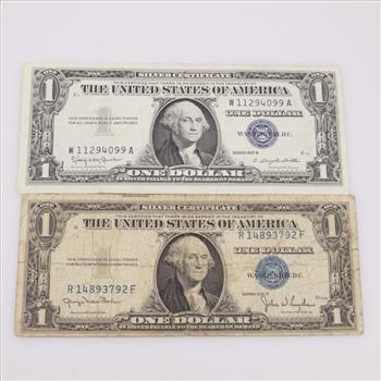 2 US Silver Certificate 1 Dollar