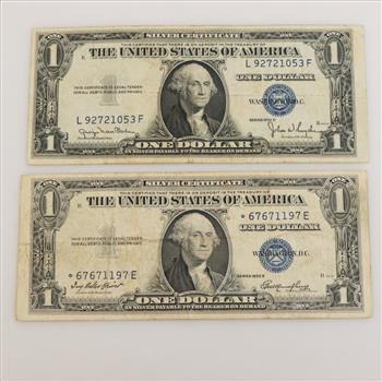 2 US Silver Certificates 1 Dollar