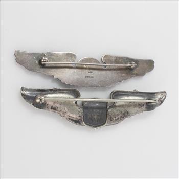 2 Vintage Silver Military Wings Pins, 42.03g