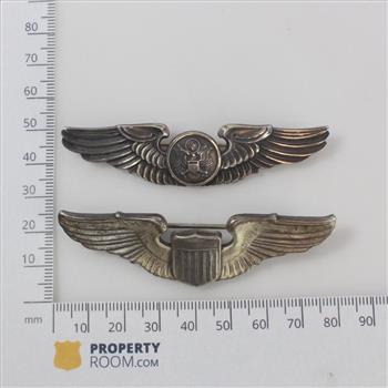 2 Vintage Silver Military Wings Pins, 42.03g