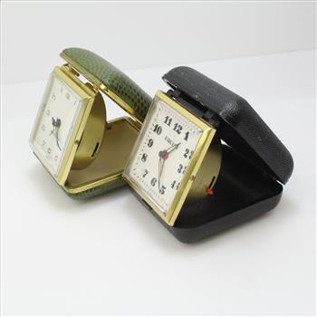 2 Vintage Travel Alarm Clocks