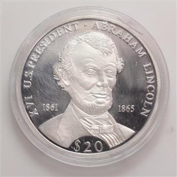 2000 $20 Abraham Lincoln Commemorative Silver Round