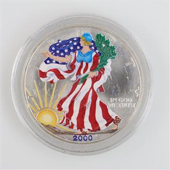 2000 American Eagle Colorized Fine Silver Dollar