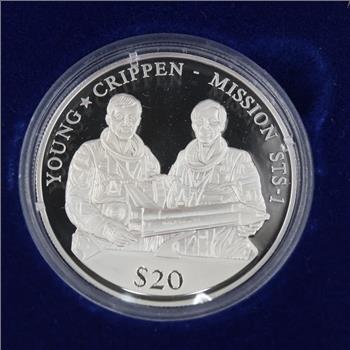 2000 Fine Silver Proof American Mint $20 Mission STS-1 20g Round W/COA