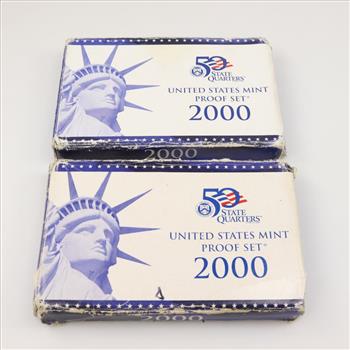2000 US Mint Proof Quarter Sets With COA, 2 Sets