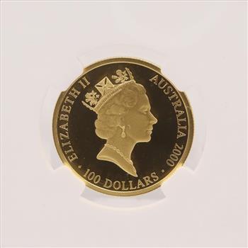 2000-P Australian Sydney Olympics Colorized Gold 100 Dollar Coin