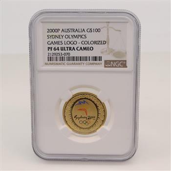 2000-P Australian Sydney Olympics Colorized Gold 100 Dollar Coin