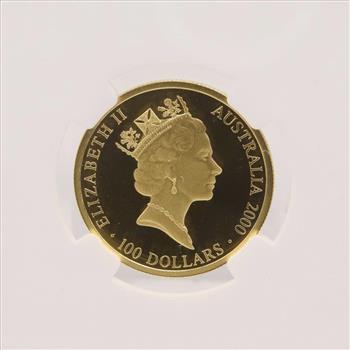 2000-P Australian Sydney Olympics Colorized Gold 100 Dollar Coin