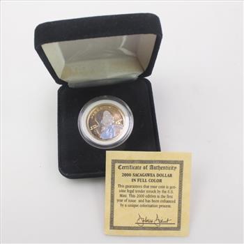 2000-P Sacagawea Dollar In Full Color With COA