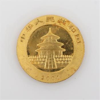 2001 Chinese Panda Fine Gold 100 Yuan 0.25 Oz. Round