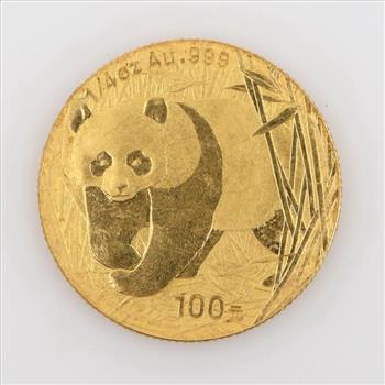 2001 Chinese Panda Fine Gold 100 Yuan 0.25 Oz. Round