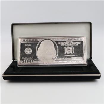 2001 US Fine Silver 100 Dollar Bill 4 Troy Oz Bar
