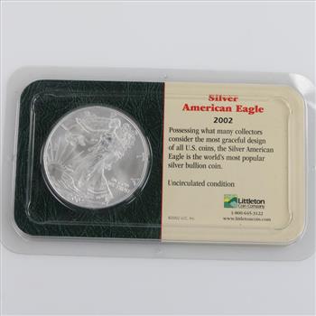 2002 American Eagle Fine Silver Dollar 1oz Littleton Coin