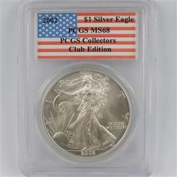 2002 MS68 American Eagle Fine Silver Dollar PCGS Graded