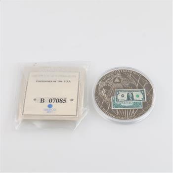 2003 American Mint Washington One Dollar Silver Token With COA