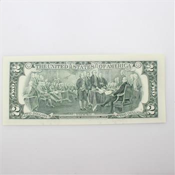 2003 Two Dollar Federal Reserve Note With Overlay