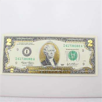 2003 Two Dollar Federal Reserve Note With Overlay