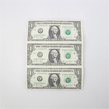 2003 Uncut One Dollar Federal Reserve Note