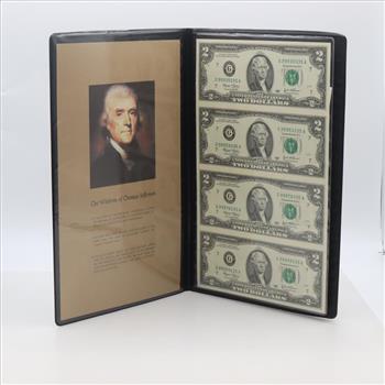 2003 US Two Dollar Federal Reserve Notes; 4 Pieces