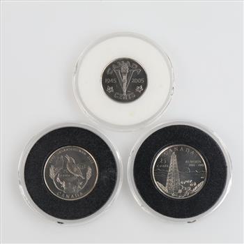 2005 Canadian 25 Cents, 3 Coins