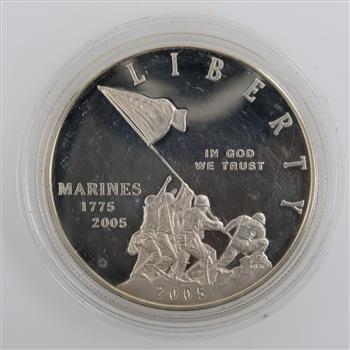 2005 Marine Corps 230th Anniversary Silver Proof Dollar