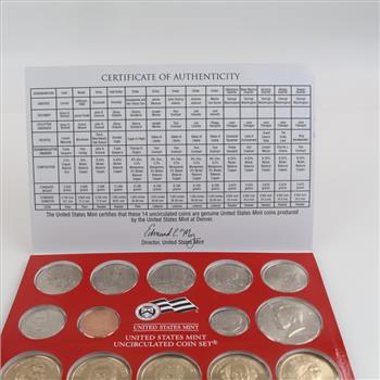 2008-D US Mint UNC Coin Set With COA