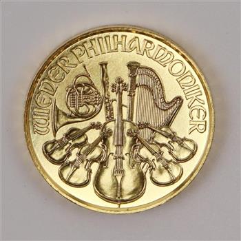 2009 Austrian Philharmonic Fine Gold 10 Euro 1/10th Oz. Coin