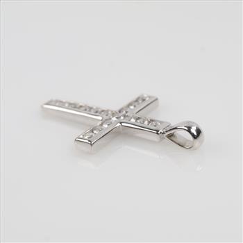 2.00cts TW Diamond 14kt White Gold Cross Pendant - Evaluated By Our Certified Gemologist-AGS/GIA
