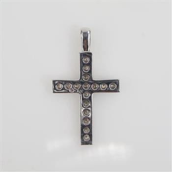 2.00cts TW Diamond 14kt White Gold Cross Pendant - Evaluated By Our Certified Gemologist-AGS/GIA