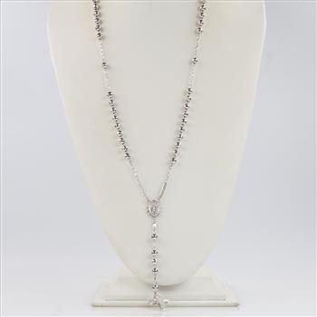 2.00cts TW Diamond 14kt White Gold Rosary-Evaluated By Our Certified Gemologist-AGS/GIA