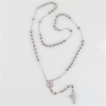 2.00cts TW Diamond 14kt White Gold Rosary-Evaluated By Our Certified Gemologist-AGS/GIA