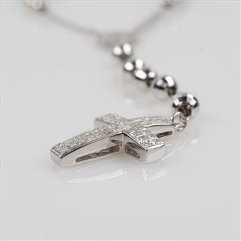 2.00cts TW Diamond 14kt White Gold Rosary-Evaluated By Our Certified Gemologist-AGS/GIA