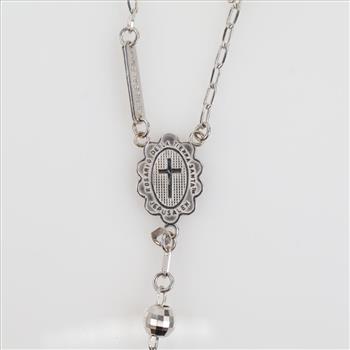 2.00cts TW Diamond 14kt White Gold Rosary-Evaluated By Our Certified Gemologist-AGS/GIA