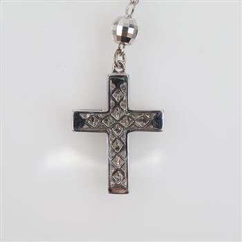 2.00cts TW Diamond 14kt White Gold Rosary-Evaluated By Our Certified Gemologist-AGS/GIA