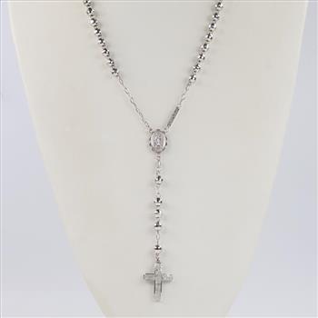 2.00cts TW Diamond 14kt White Gold Rosary-Evaluated By Our Certified Gemologist-AGS/GIA