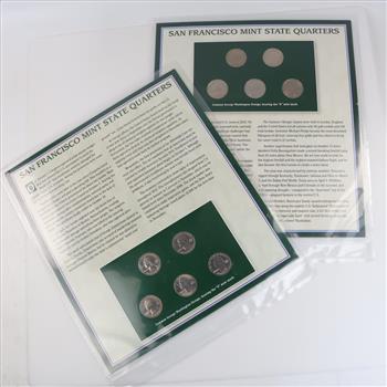 2012, 2013 San Francisco Mint UNC State Quarters Sheet Sets, 10 Coins