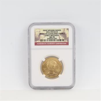 2012-W MS70 First Spouse Frances Cleveland (Term 2) Fine Gold $10 1/2oz NGC Graded