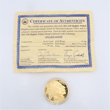 2013 $50 Buffalo Tribute Proof Coin Copy/ With COA