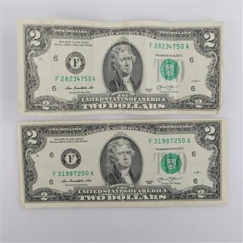 2013 US $2 Federal Reserve Note, 2 Pieces