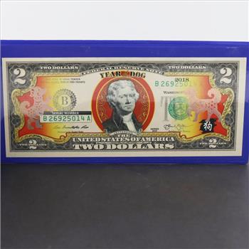 2013 US Year Of The Dog Commemorative Federal Reserve Note 2 Dollars