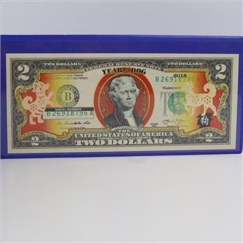 2013 US Year Of The Dog Commemorative Federal Reserve Note 2 Dollars