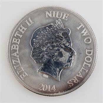 2014 Niue Hawksbill Turtle Fine Silver 1oz 2 Dollar Coin