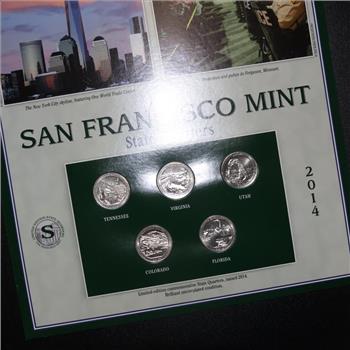 2014 US Statehood San Francisco Mint Quarters, 5 Coins
