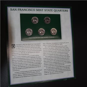 2014 US Statehood San Francisco Mint Quarters, 5 Coins