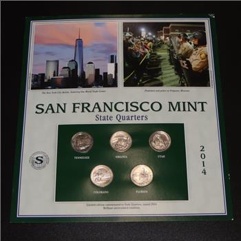 2014 US Statehood San Francisco Mint Quarters, 5 Coins