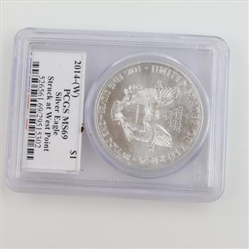 2014-W MS69  US American Eagle Fine Silver Dollar 1oz PCGS Graded